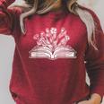 Books Flowers Library Bibliophile Literature Novel Bookworm Raglan Sleeve Sweatshirt Heather Dust