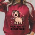 Books Fuel My Horsepower Cute Reading Pony Raglan Sleeve Sweatshirt Heather Dust Books Fuel My Horsepower Cute Reading Pony Raglan Sleeve Sweatshirt Heather Dust