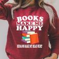 Books Make Me Happy Humans Make My Head Hurt Raglan Sleeve Sweatshirt Heather Dust