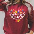 Books Heart Love Reading Teacher Librarian Bookworm Women Raglan Sleeve Sweatshirt Heather Dust
