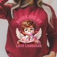 Books Are My Love Language Reading Lover I Valentines Cupid Raglan Sleeve Sweatshirt Heather Dust Books Are My Love Language Reading Lover I Valentines Cupid Raglan Sleeve Sweatshirt Heather Dust
