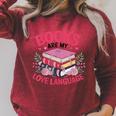 Books Are My Love Language Retro Bookworm Flowers Valentine Raglan Sleeve Sweatshirt Heather Dust