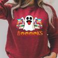 Books Lovers Boo Scary Ghost T Shirt Raglan Sleeve Sweatshirt Heather Dust
