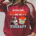 BOOKS AND MAINE COONS ARE MY THERAPY Main Coon Raglan Sleeve Sweatshirt Heather Dust BOOKS AND MAINE COONS ARE MY THERAPY Main Coon Raglan Sleeve Sweatshirt Heather Dust