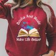 Books And Music Makes Life Better Fun Reading Motivation Raglan Sleeve Sweatshirt Heather Dust Books And Music Makes Life Better Fun Reading Motivation Raglan Sleeve Sweatshirt Heather Dust
