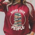Books Over People Rainbow Reading Bookworm Book Lovers Raglan Sleeve Sweatshirt Heather Dust