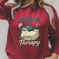 Books Are My Therapy Cozy Book Lover Reading & Coffee Raglan Sleeve Sweatshirt Heather Dust