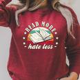 Books Read More Hate Less Book Lover Raglan Sleeve Sweatshirt Heather Dust