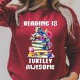 Books Reading Is Fun Turtely Awesome Sea Turtle Reading Book Raglan Sleeve Sweatshirt Heather Dust