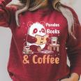 Books Reading Reader Panda Panda Books And Coffee Raglan Sleeve Sweatshirt Heather Dust