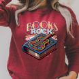 Books Rock Rock'n Roll Science Of Reading Teachers Guitar Raglan Sleeve Sweatshirt Heather Dust