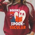 Books Are Spook-Tacular Halloween Bookworm Book Reading Raglan Sleeve Sweatshirt Heather Dust