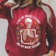 I Like My Books Steamy And My Music Screamy Raglan Sleeve Sweatshirt Heather Dust