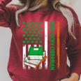 Books US American Flag One Lucky Librarian St Patrick's Day For Women Kids Men Raglan Sleeve Sweatshirt Heather Dust