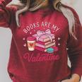 Books Are My Valentine Coquette Bow Bookworm Pink Books Raglan Sleeve Sweatshirt Heather Dust