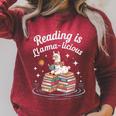 Booktrovert Shirt Reading Is Llama Licious Book Lover Raglan Sleeve Sweatshirt Heather Dust