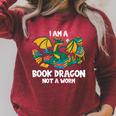Bookworm Books Reading I Am A Book Dragon Raglan Sleeve Sweatshirt Heather Dust
