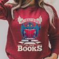 Bookworm Flying Mythical Creature Book Reading Dragon Raglan Sleeve Sweatshirt Heather Dust
