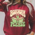 Bookworm Please Book Lover Reader Raglan Sleeve Sweatshirt Heather Dust