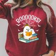 Booooks Ghost Read Books Halloween Raglan Sleeve Sweatshirt Heather Dust