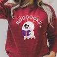 Boooooks Halloween Ghost Reading Book For Teacher & Student Men Women Kids Raglan Sleeve Sweatshirt Heather Dust