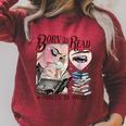 Born To Read Forced To Work Booklover -Adults Book Lovers Casual Grey Small Raglan Sleeve Sweatshirt Heather Dust
