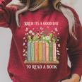 Bruh Its A Good Day To Read A Book Floral Bookshelf Raglan Sleeve Sweatshirt Heather Dust