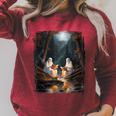 Camping Sheet Ghost Reading Book At Campfire Halloween Raglan Sleeve Sweatshirt Heather Dust