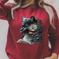 Cat Art Book Cat Motif Flowers Cat Raglan Sleeve Sweatshirt Heather Dust