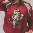 Cat Book Lover Reading Men Women Kids Raglan Sleeve Sweatshirt Heather Dust