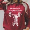 Cat I Lift So I Can Carry More Books Bookworm Gym Raglan Sleeve Sweatshirt Heather Dust