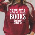 Cat Lover Cats Tea Books Naps Raglan Sleeve Sweatshirt Heather Dust