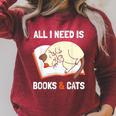 Cat Lovers All I Need Is Books & Cats Book Men Women Kids Raglan Sleeve Sweatshirt Heather Dust