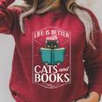 Cat Read Book Reader Reading Librarian Raglan Sleeve Sweatshirt Heather Dust