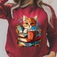 Cat Reading A Book Men Women Kids Raglan Sleeve Sweatshirt Heather Dust Cat Reading A Book Men Women Kids Raglan Sleeve Sweatshirt Heather Dust