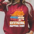 Cat Sleeping Napping Bookworm Reading Book Lover Book Nerd Men Women Kids Raglan Sleeve Sweatshirt Heather Dust