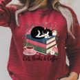 Cats Books & Coffee For Cat Lovers In Relaxed Weekend Raglan Sleeve Sweatshirt Heather Dust