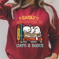 Cats And Books Easily Distracted By Cats And Books Raglan Sleeve Sweatshirt Heather Dust