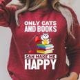 Only Cats And Books Can Make Me Happy Cat Lover Men Women Kids Raglan Sleeve Sweatshirt Heather Dust