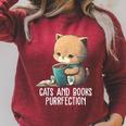 Cats And Books Purrfection Book Lover Book Nerd Librarian Raglan Sleeve Sweatshirt Heather Dust