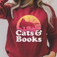 Cats And Books Or Women's Cat And Book Raglan Sleeve Sweatshirt Heather Dust