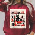 Cats Music Books Lover Essentials Red Retro Silkscreen Raglan Sleeve Sweatshirt Heather Dust Cats Music Books Lover Essentials Red Retro Silkscreen Raglan Sleeve Sweatshirt Heather Dust