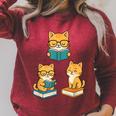 Cats Reading Book Lover Reading Bookworm Reader Raglan Sleeve Sweatshirt Heather Dust