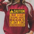 Caution I May Start Talking About Books Raglan Sleeve Sweatshirt Heather Dust
