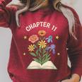 Chapter 11 Floral Book Birthday Reading Lover Raglan Sleeve Sweatshirt Heather Dust