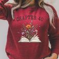 Chapter 40 Book Lovers & Readers 40th Birthday Wildflowers Raglan Sleeve Sweatshirt Heather Dust