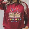 Chapter 9 Years Old 9th Birthday Butterfly Bow Book Lover Raglan Sleeve Sweatshirt Heather Dust
