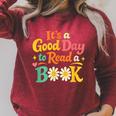 Cheerful Good Day To Read A Book Cozy Warm Bookworm Raglan Sleeve Sweatshirt Heather Dust
