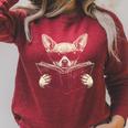 Chihuahua Reading Book Sunglasses Vintage Graphic Raglan Sleeve Sweatshirt Heather Dust