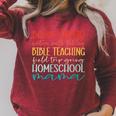 Christian Women Retro Homeschool Mama Book Loving Field Trip Raglan Sleeve Sweatshirt Heather Dust